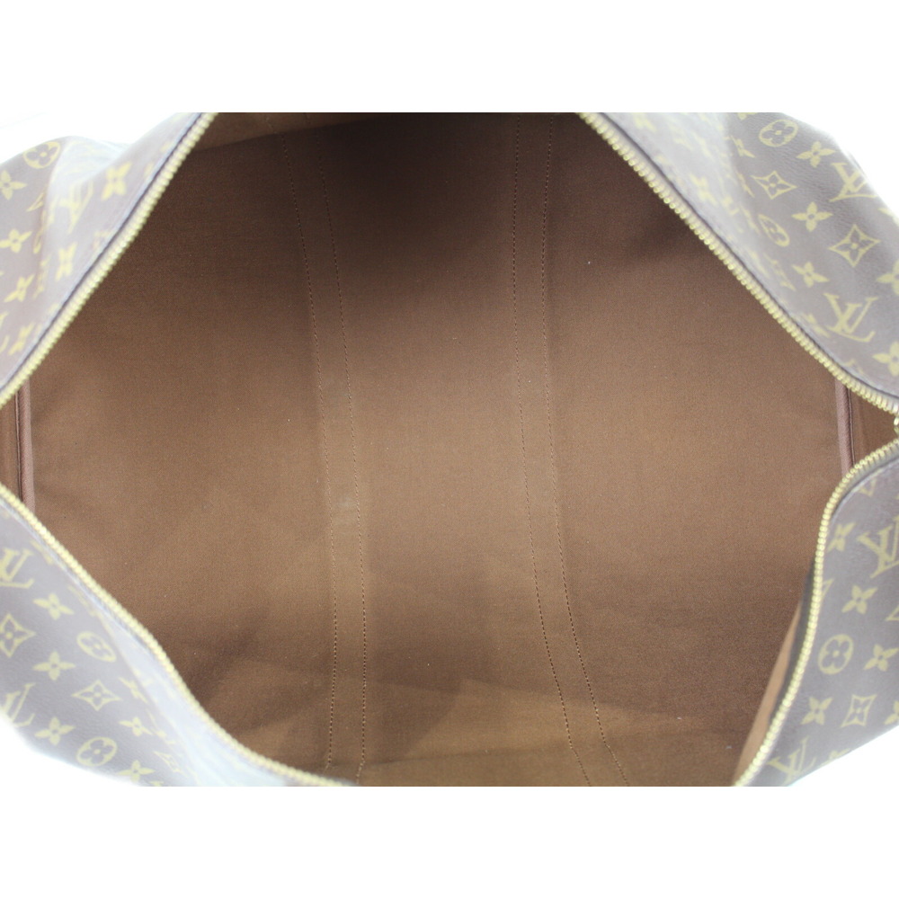 Louis Vuitton Canvas Beige Tan Bag Boston Brown Keepall Monogram - Picture 5 of 7